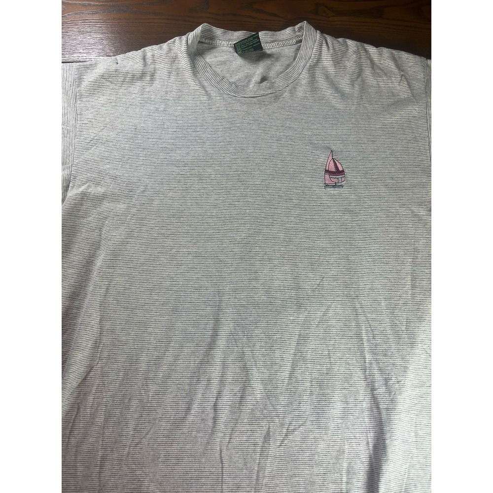 VTG Sailboat Striped T Shirt 90's VTG Size XL Made In USA Single Stitch TSI Flaw